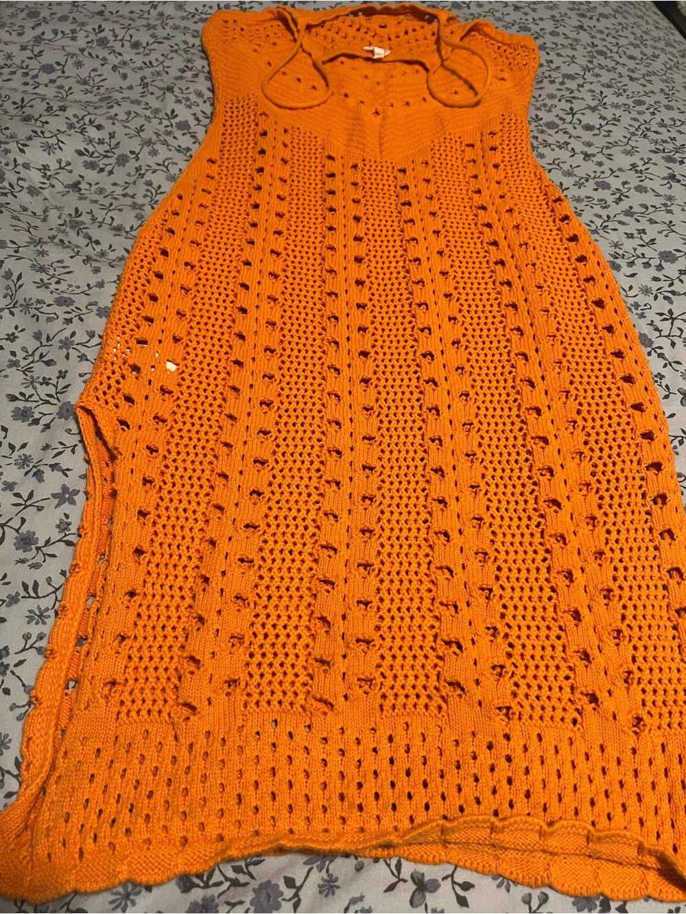 Aerie Orange Crochet Maxi Beach Cover Up Dress - Picture 8 of 8